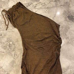 Michael Stars One Shoulder Shirred Top Java Shine